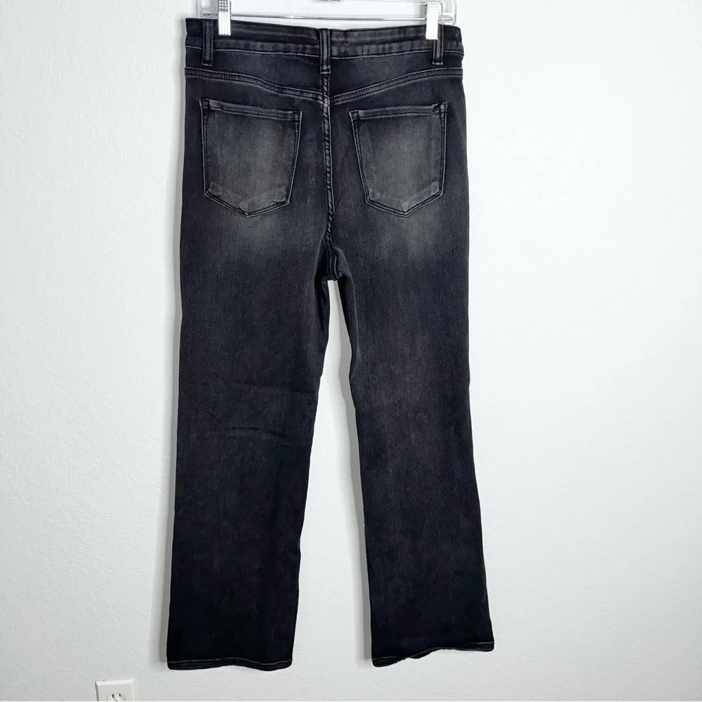 Risen Jeans Women 32 15 Straight Leg High Rise Black Distressed L